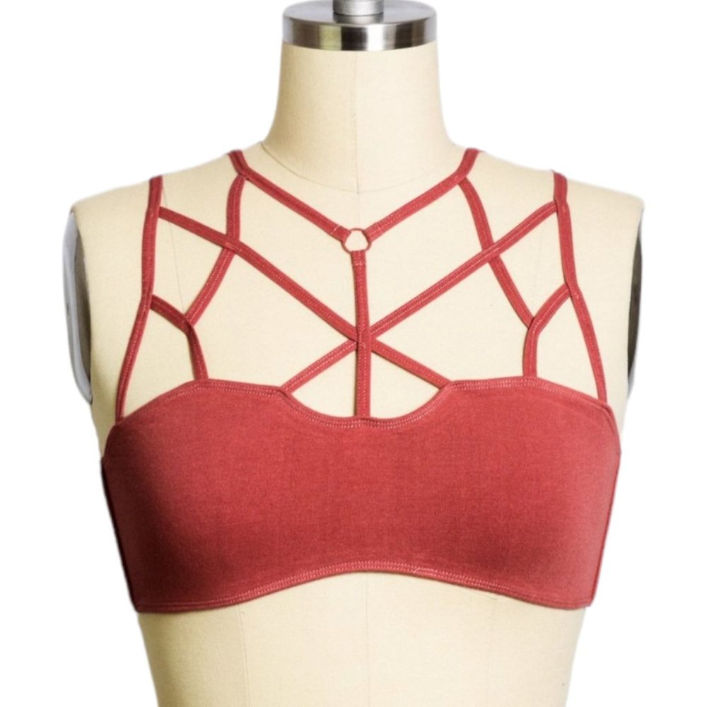 Leto Cage Front Pink Halter Bralette S/M/L